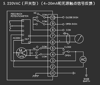 220VAC開關型<a href='http://www.51gomeng.com.cn/Product/diefa/diandongdiefa/' target='_blank'>電動<a href='http://www.51gomeng.com.cn/Product/diefa/' target='_blank'>蝶閥</a></a>接線圖